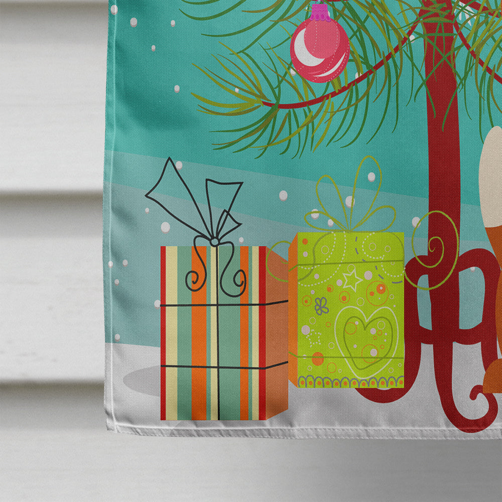 Merry Christmas Tree English Foxhound House Flag 28x40 Porch Sleeve Pole Decorative Outside Yard Banner Artwork Wall Hanging, Polyester