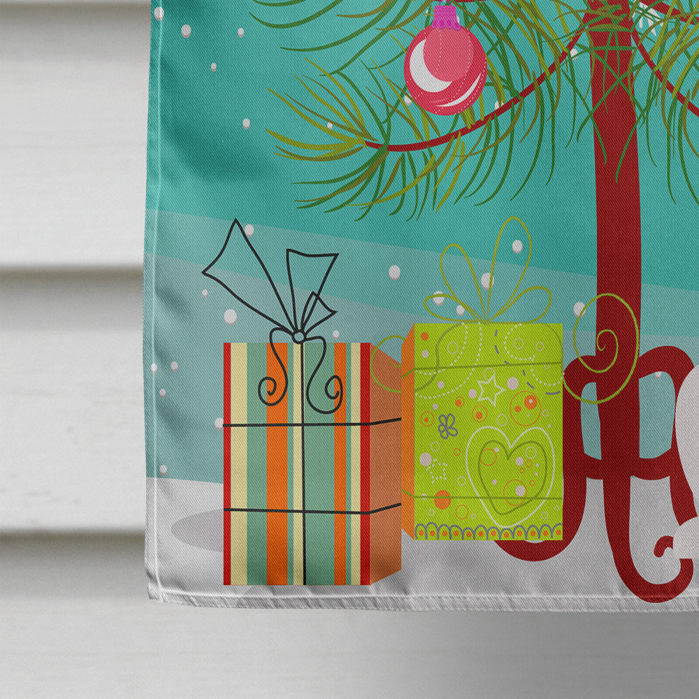 Merry Christmas Tree White Boxer Cooper House Flag 28x40 Porch Sleeve Pole Decorative Outside Yard Banner Artwork Wall Hanging, Polyester