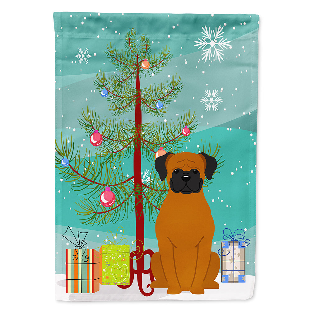 Merry Christmas Tree Fawn Boxer House Flag 28x40 Porch Sleeve Pole Decorative Outside Yard Banner Artwork Wall Hanging, Polyester