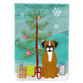 Merry Christmas Tree Flashy Fawn Boxer House Flag 28x40 Porch Sleeve Pole Decorative Outside Yard Banner Artwork Wall Hanging, Polyester