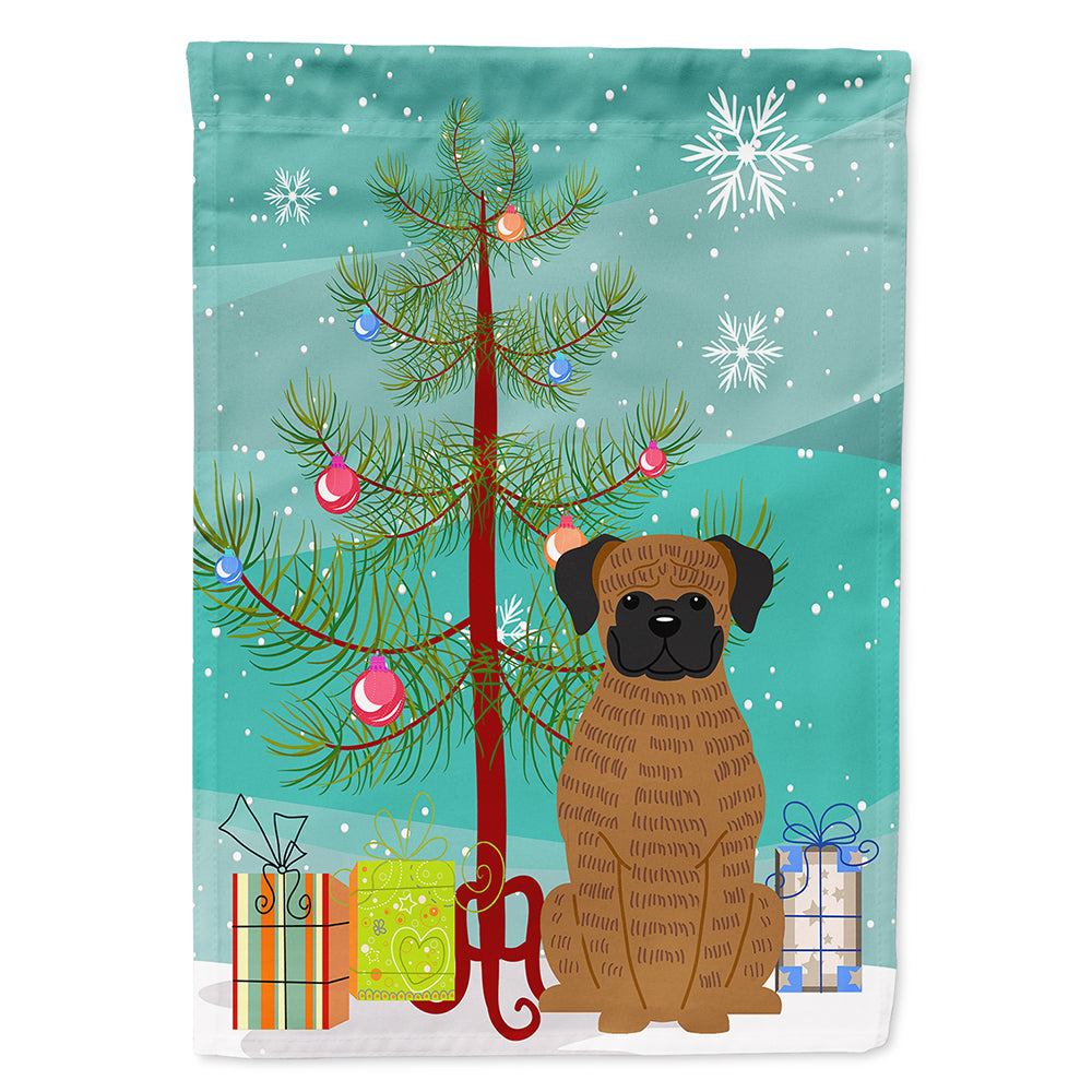 Merry Christmas Tree Brindle Boxer House Flag 28x40 Porch Sleeve Pole Decorative Outside Yard Banner Artwork Wall Hanging, Polyester
