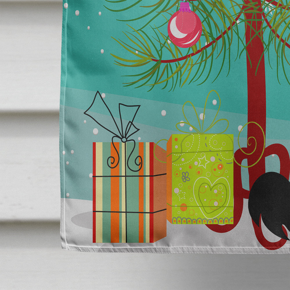Merry Christmas Tree Border Collie Black White House Flag 28x40 Porch Sleeve Pole Decorative Outside Yard Banner Artwork Wall Hanging, Polyester