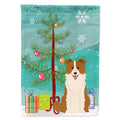 Merry Christmas Tree Border Collie Red White House Flag 28x40 Porch Sleeve Pole Decorative Outside Yard Banner Artwork Wall Hanging, Polyester