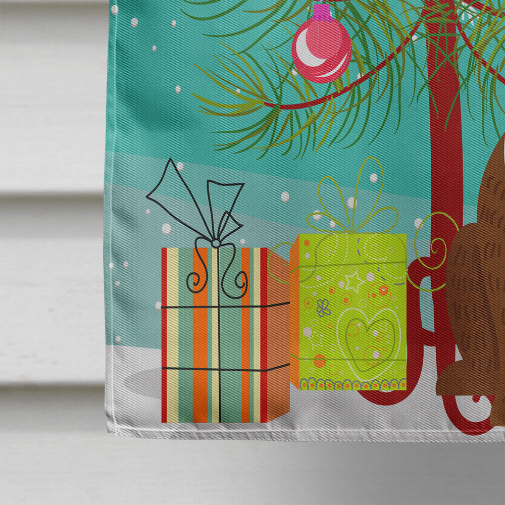 Merry Christmas Tree English Bulldog Brindle White House Flag 28x40 Porch Sleeve Pole Decorative Outside Yard Banner Artwork Wall Hanging, Polyester