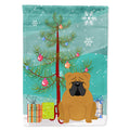 Merry Christmas Tree English Bulldog Red House Flag 28x40 Porch Sleeve Pole Decorative Outside Yard Banner Artwork Wall Hanging, Polyester