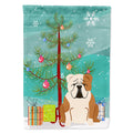 Merry Christmas Tree English Bulldog Fawn White House Flag 28x40 Porch Sleeve Pole Decorative Outside Yard Banner Artwork Wall Hanging, Polyester
