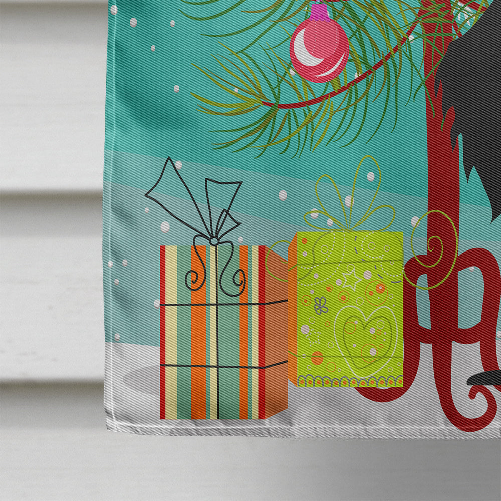 Merry Christmas Tree Wire Haired Dachshund Black Tan House Flag 28x40 Porch Sleeve Pole Decorative Outside Yard Banner Artwork Wall Hanging, Polyester