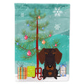 Merry Christmas Tree Wire Haired Dachshund Chocolate House Flag 28x40 Porch Sleeve Pole Decorative Outside Yard Banner Artwork Wall Hanging, Polyester