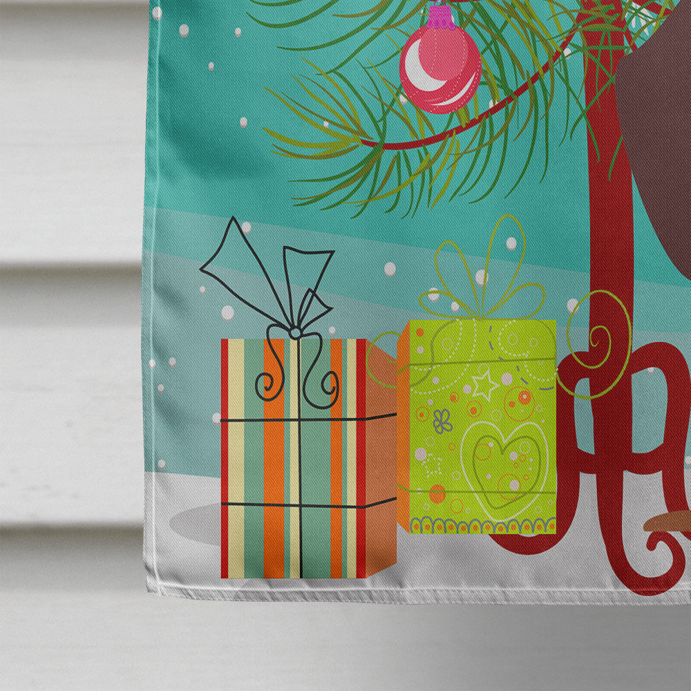 Merry Christmas Tree Dachshund Chocolate House Flag 28x40 Porch Sleeve Pole Decorative Outside Yard Banner Artwork Wall Hanging, Polyester