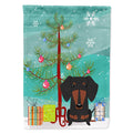 Merry Christmas Tree Dachshund Black Tan House Flag 28x40 Porch Sleeve Pole Decorative Outside Yard Banner Artwork Wall Hanging, Polyester