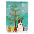 Merry Christmas Tree Bull Terrier Dark Brindle House Flag 28x40 Porch Sleeve Pole Decorative Outside Yard Banner Artwork Wall Hanging, Polyester