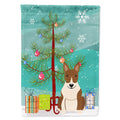 Merry Christmas Tree Bull Terrier Brindle House Flag 28x40 Porch Sleeve Pole Decorative Outside Yard Banner Artwork Wall Hanging, Polyester