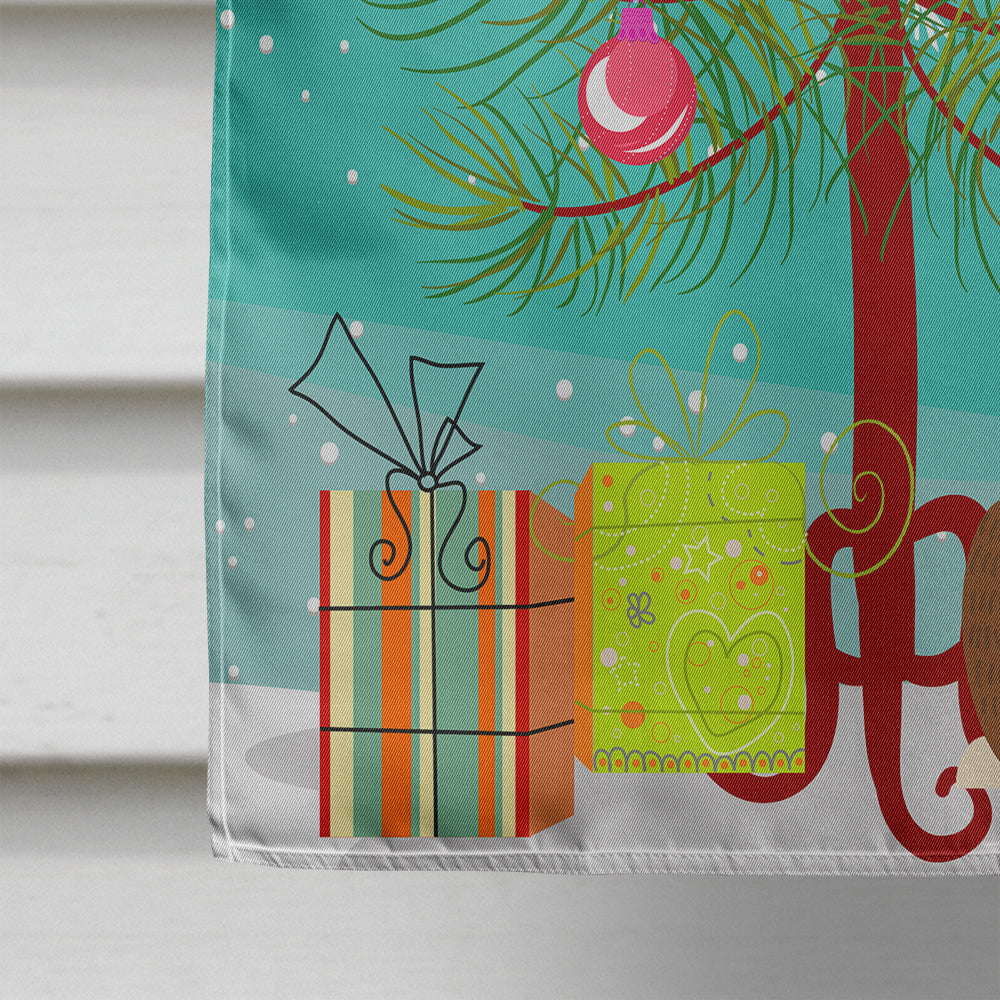 Merry Christmas Tree Bull Terrier Brindle House Flag 28x40 Porch Sleeve Pole Decorative Outside Yard Banner Artwork Wall Hanging, Polyester