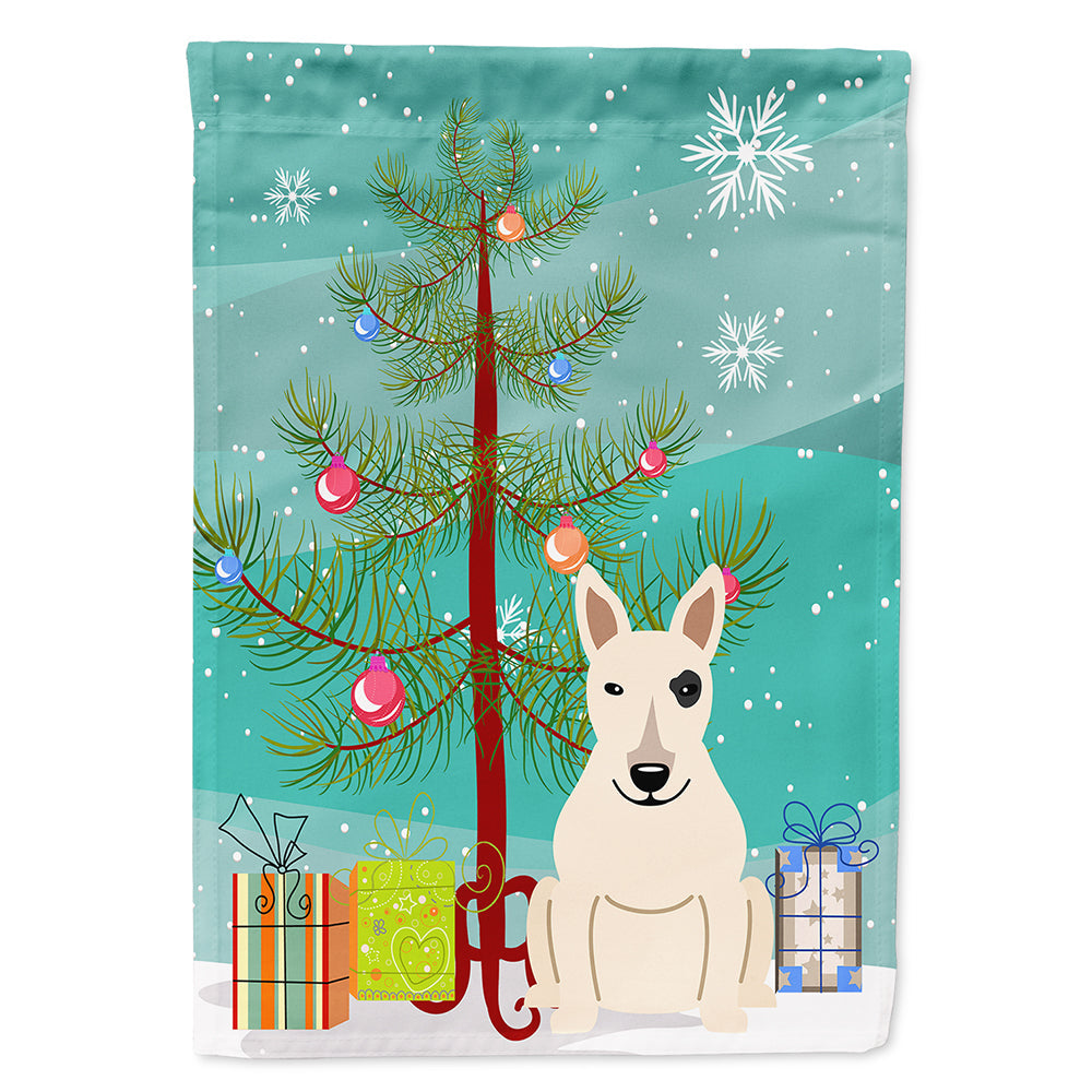 Merry Christmas Tree Bull Terrier White House Flag 28x40 Porch Sleeve Pole Decorative Outside Yard Banner Artwork Wall Hanging, Polyester