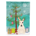 Merry Christmas Tree Bull Terrier White House Flag 28x40 Porch Sleeve Pole Decorative Outside Yard Banner Artwork Wall Hanging, Polyester