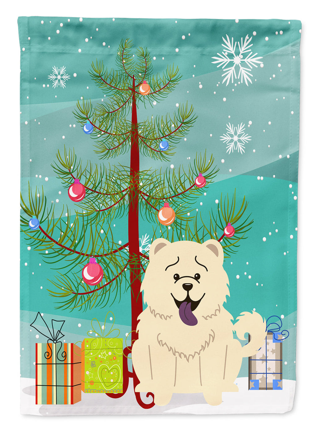 Merry Christmas Tree Chow Chow White House Flag 28x40 Porch Sleeve Pole Decorative Outside Yard Banner Artwork Wall Hanging, Polyester
