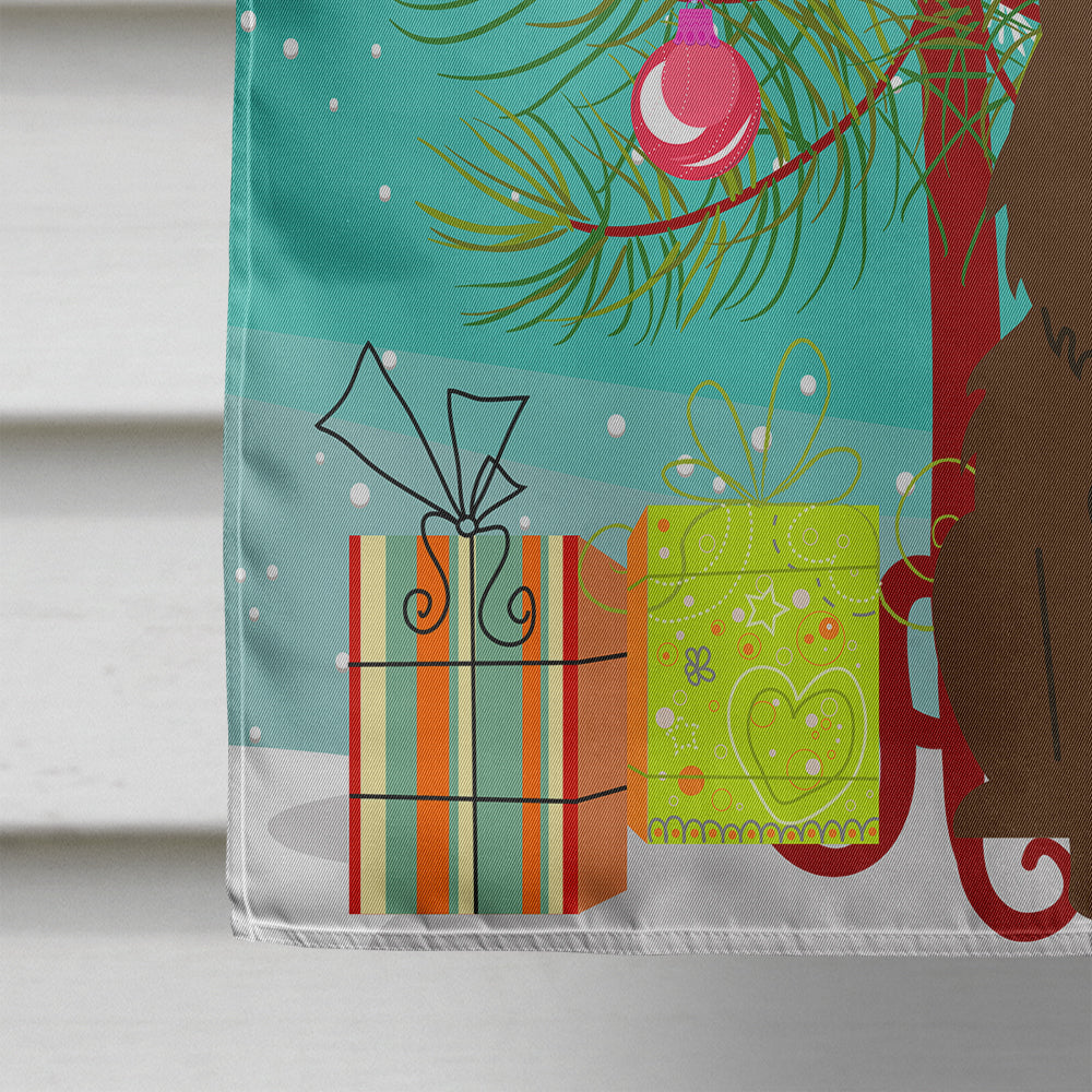 Merry Christmas Tree Chow Chow Chocolate House Flag 28x40 Porch Sleeve Pole Decorative Outside Yard Banner Artwork Wall Hanging, Polyester