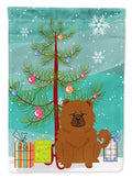 Merry Christmas Tree Chow Chow Red House Flag 28x40 Porch Sleeve Pole Decorative Outside Yard Banner Artwork Wall Hanging, Polyester
