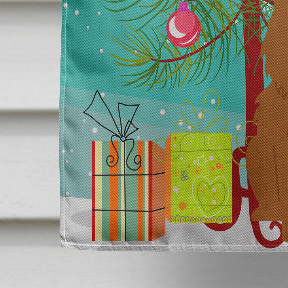 Merry Christmas Tree Chow Chow Red House Flag 28x40 Porch Sleeve Pole Decorative Outside Yard Banner Artwork Wall Hanging, Polyester