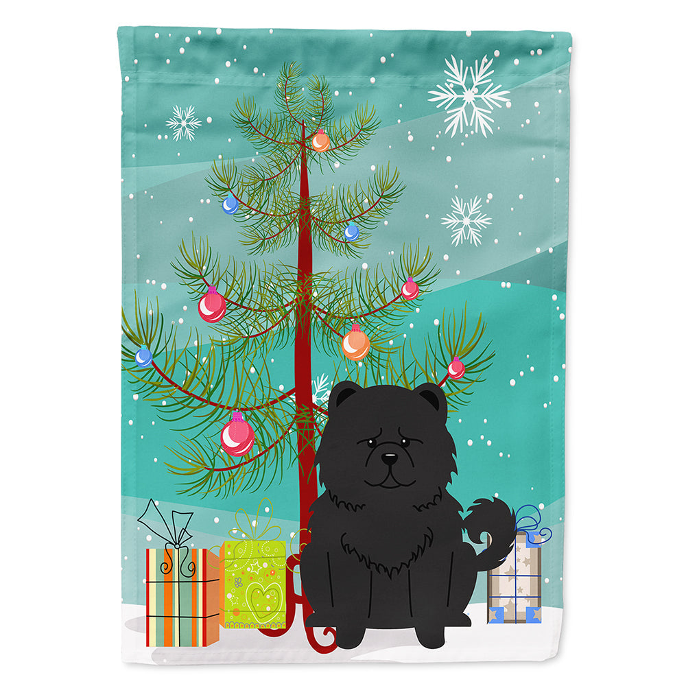 Merry Christmas Tree Chow Chow Black House Flag 28x40 Porch Sleeve Pole Decorative Outside Yard Banner Artwork Wall Hanging, Polyester