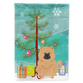 Merry Christmas Tree Chow Chow Cream House Flag 28x40 Porch Sleeve Pole Decorative Outside Yard Banner Artwork Wall Hanging, Polyester
