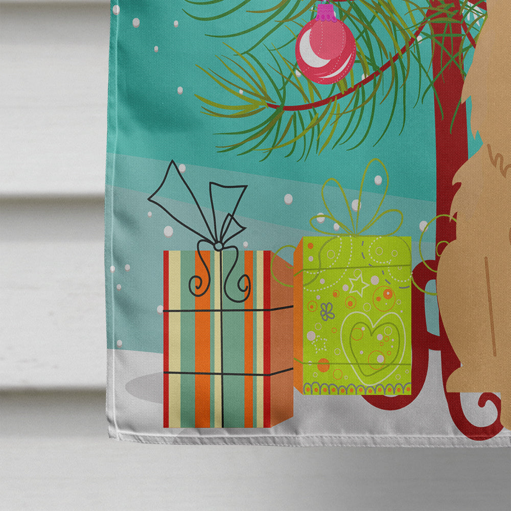 Merry Christmas Tree Chow Chow Cream House Flag 28x40 Porch Sleeve Pole Decorative Outside Yard Banner Artwork Wall Hanging, Polyester