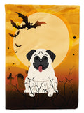 Halloween Pug Cream House Flag 28x40 Porch Sleeve Pole Decorative Outside Yard Banner Artwork Wall Hanging, Polyester