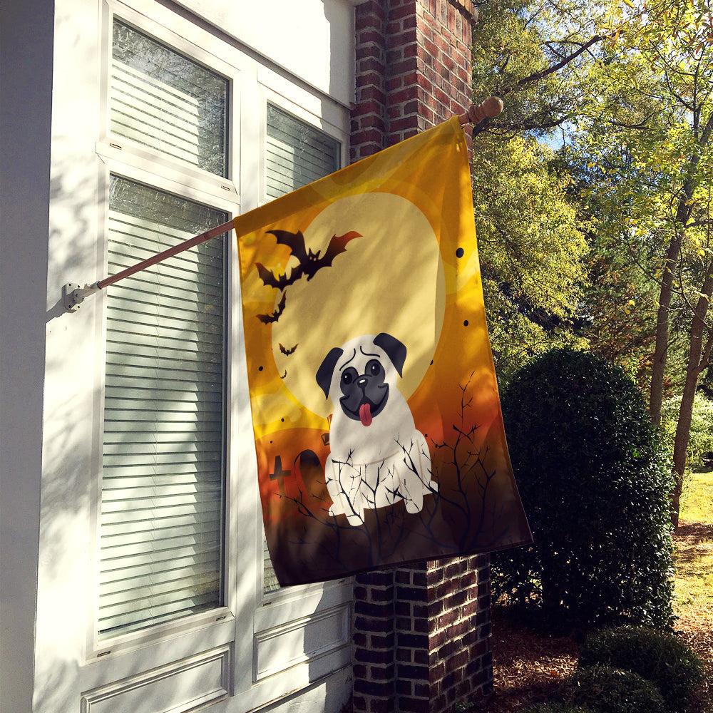 Halloween Pug Cream House Flag 28x40 Porch Sleeve Pole Decorative Outside Yard Banner Artwork Wall Hanging, Polyester