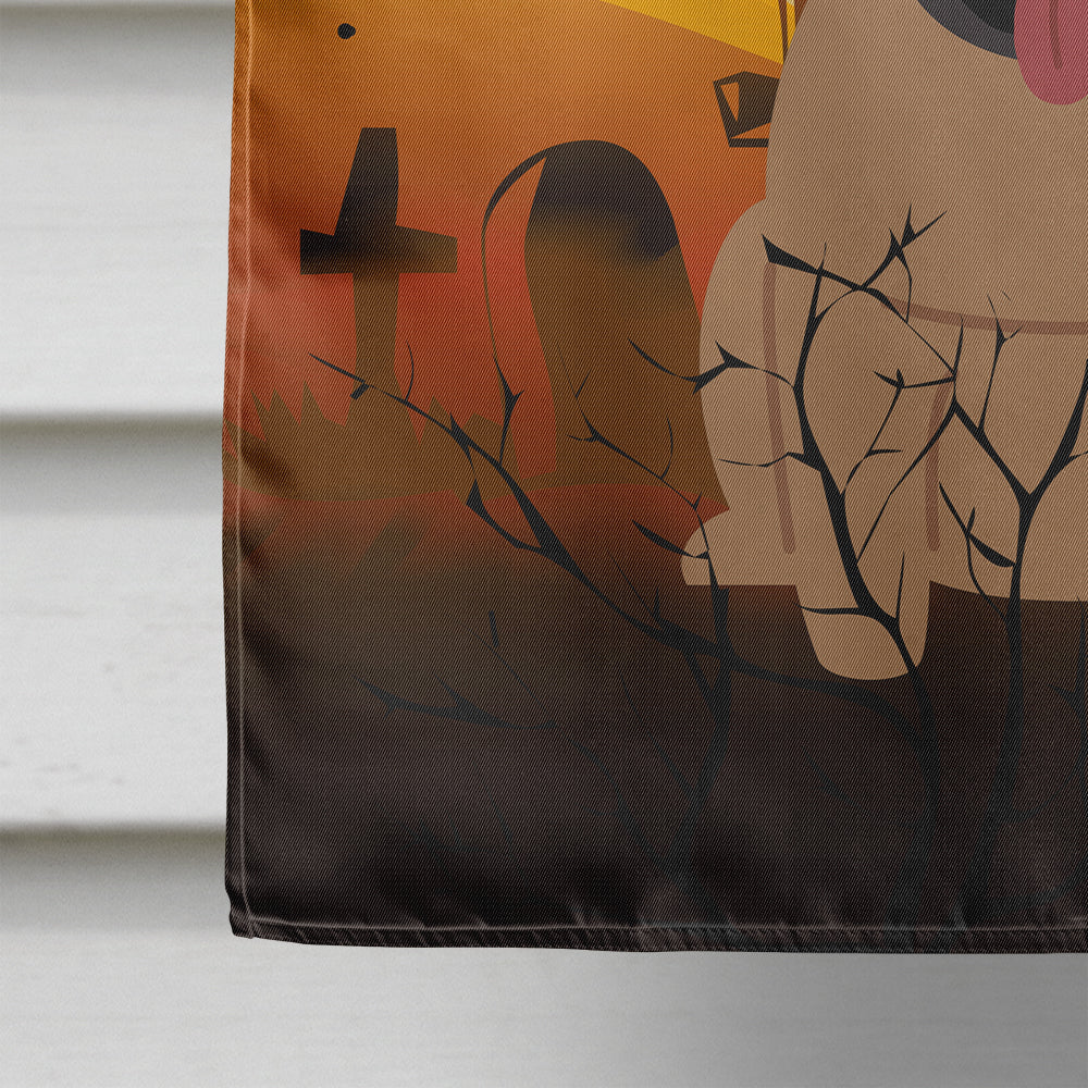 Halloween Pug Brown House Flag 28x40 Porch Sleeve Pole Decorative Outside Yard Banner Artwork Wall Hanging, Polyester