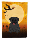 Halloween Pug Black House Flag 28x40 Porch Sleeve Pole Decorative Outside Yard Banner Artwork Wall Hanging, Polyester