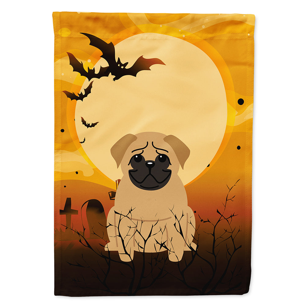 Halloween Pug Brown House Flag 28x40 Porch Sleeve Pole Decorative Outside Yard Banner Artwork Wall Hanging, Polyester