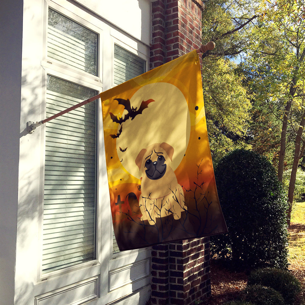 Halloween Pug Brown House Flag 28x40 Porch Sleeve Pole Decorative Outside Yard Banner Artwork Wall Hanging, Polyester