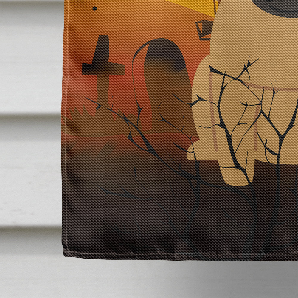 Halloween Pug Brown House Flag 28x40 Porch Sleeve Pole Decorative Outside Yard Banner Artwork Wall Hanging, Polyester