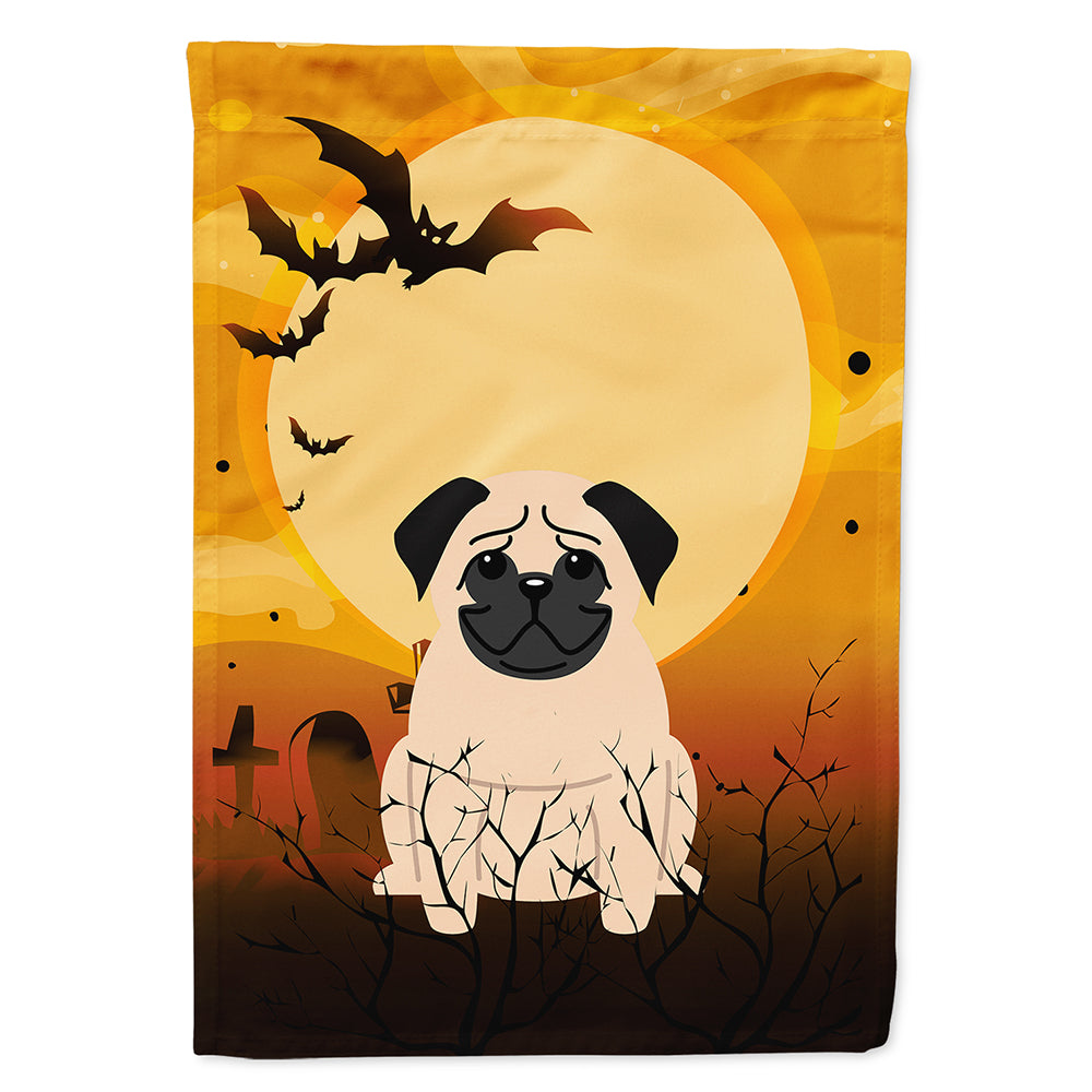 Halloween Pug Fawn House Flag 28x40 Porch Sleeve Pole Decorative Outside Yard Banner Artwork Wall Hanging, Polyester