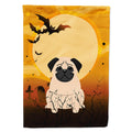 Halloween Pug Fawn House Flag 28x40 Porch Sleeve Pole Decorative Outside Yard Banner Artwork Wall Hanging, Polyester