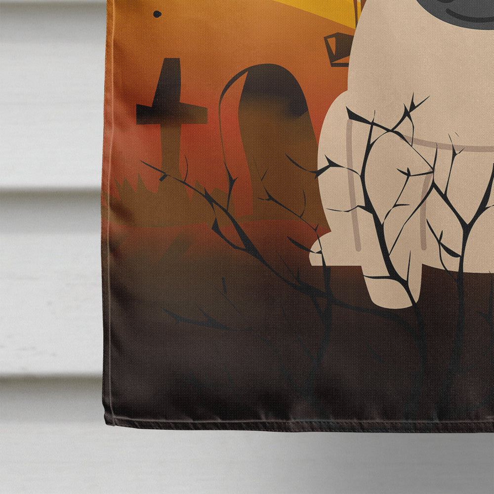 Halloween Pug Fawn House Flag 28x40 Porch Sleeve Pole Decorative Outside Yard Banner Artwork Wall Hanging, Polyester