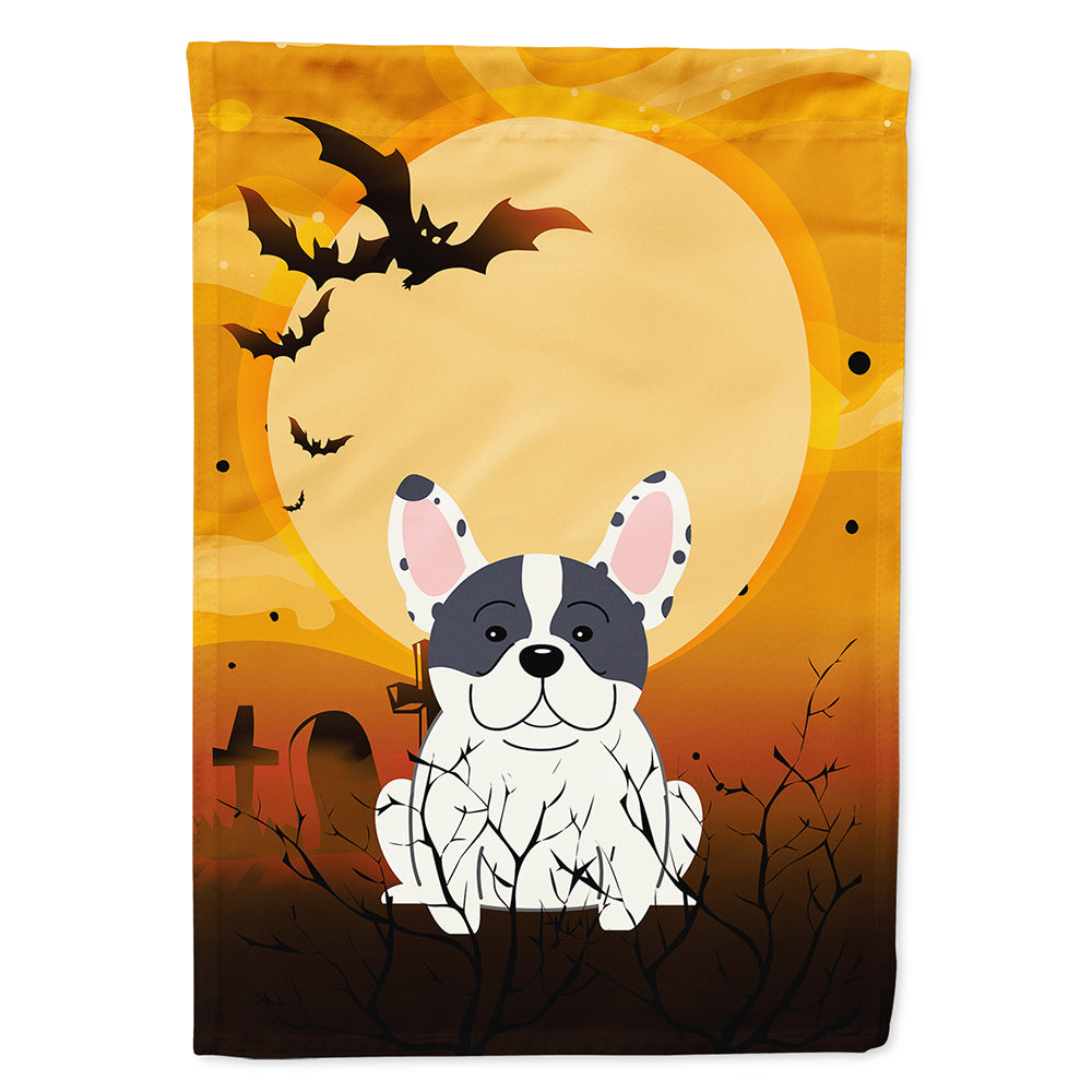 Halloween French Bulldog Piebald House Flag 28x40 Porch Sleeve Pole Decorative Outside Yard Banner Artwork Wall Hanging, Polyester