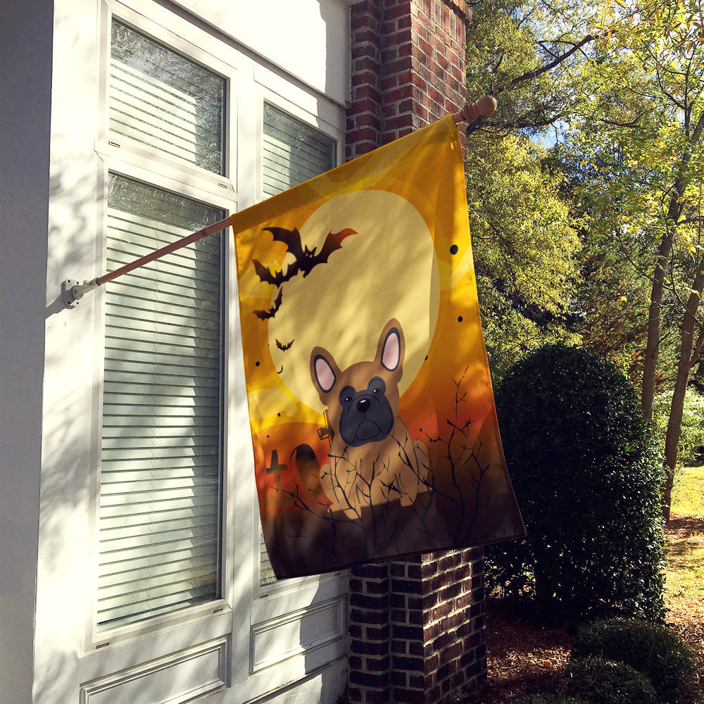 Halloween French Bulldog Brown House Flag 28x40 Porch Sleeve Pole Decorative Outside Yard Banner Artwork Wall Hanging, Polyester