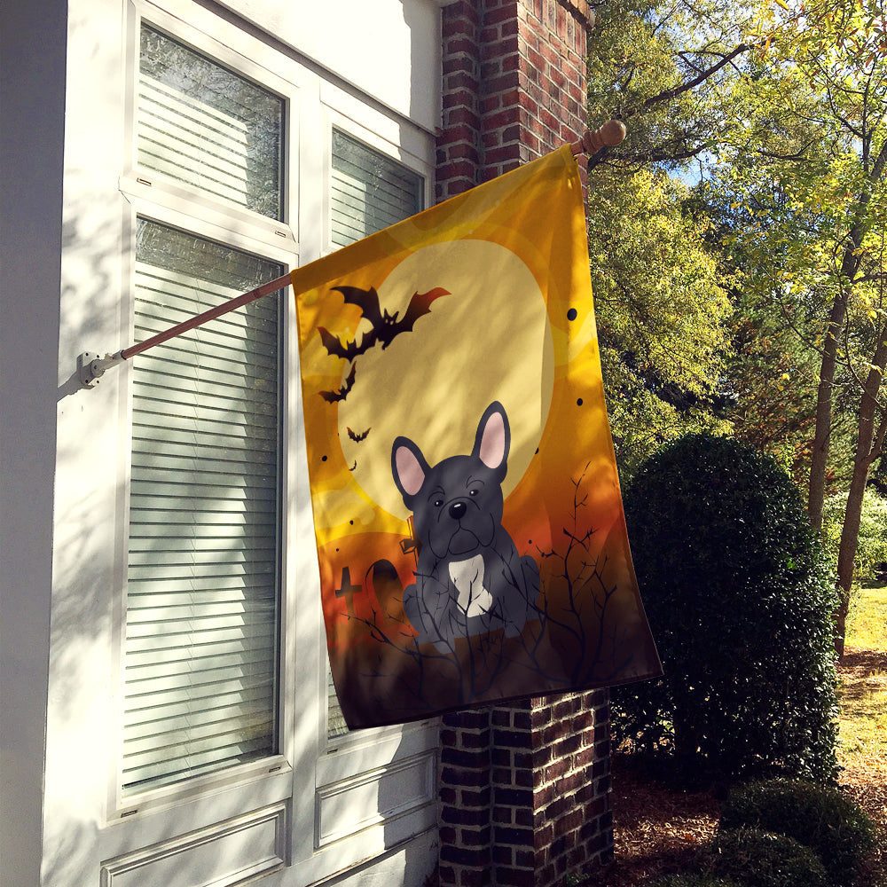 Halloween French Bulldog Black House Flag 28x40 Porch Sleeve Pole Decorative Outside Yard Banner Artwork Wall Hanging, Polyester