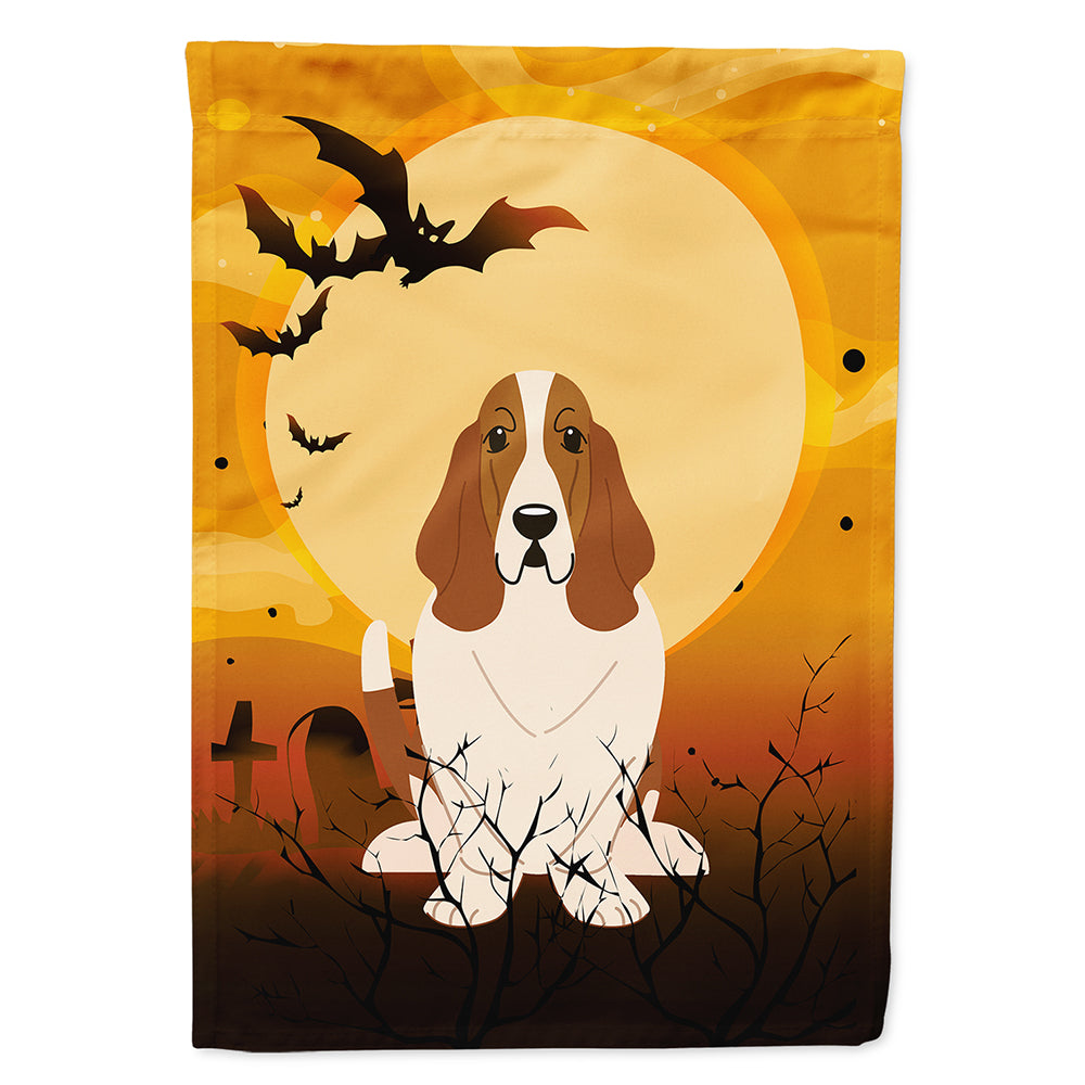 Halloween Basset Hound House Flag 28x40 Porch Sleeve Pole Decorative Outside Yard Banner Artwork Wall Hanging, Polyester