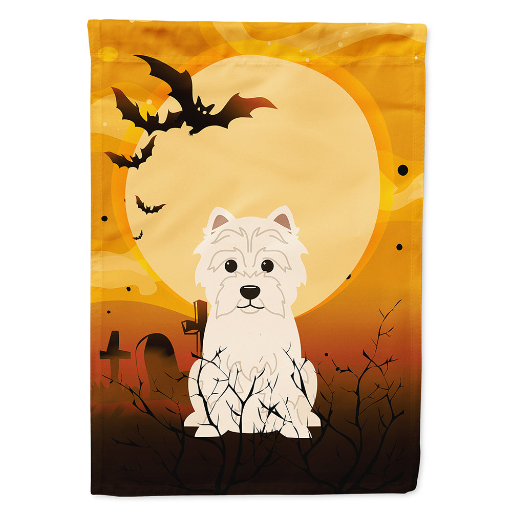 Halloween Westie House Flag 28x40 Porch Sleeve Pole Decorative Outside Yard Banner Artwork Wall Hanging, Polyester