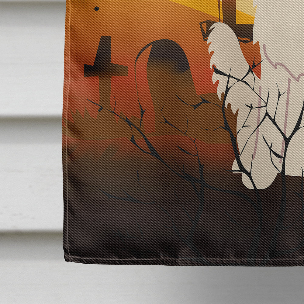 Halloween White German Shepherd House Flag 28x40 Porch Sleeve Pole Decorative Outside Yard Banner Artwork Wall Hanging, Polyester