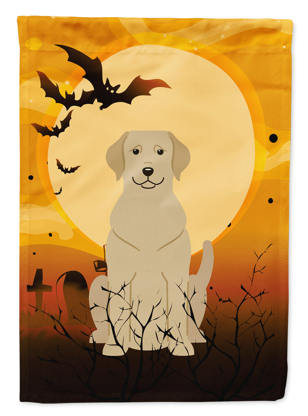 Halloween Yellow Labrador House Flag 28x40 Porch Sleeve Pole Decorative Outside Yard Banner Artwork Wall Hanging, Polyester