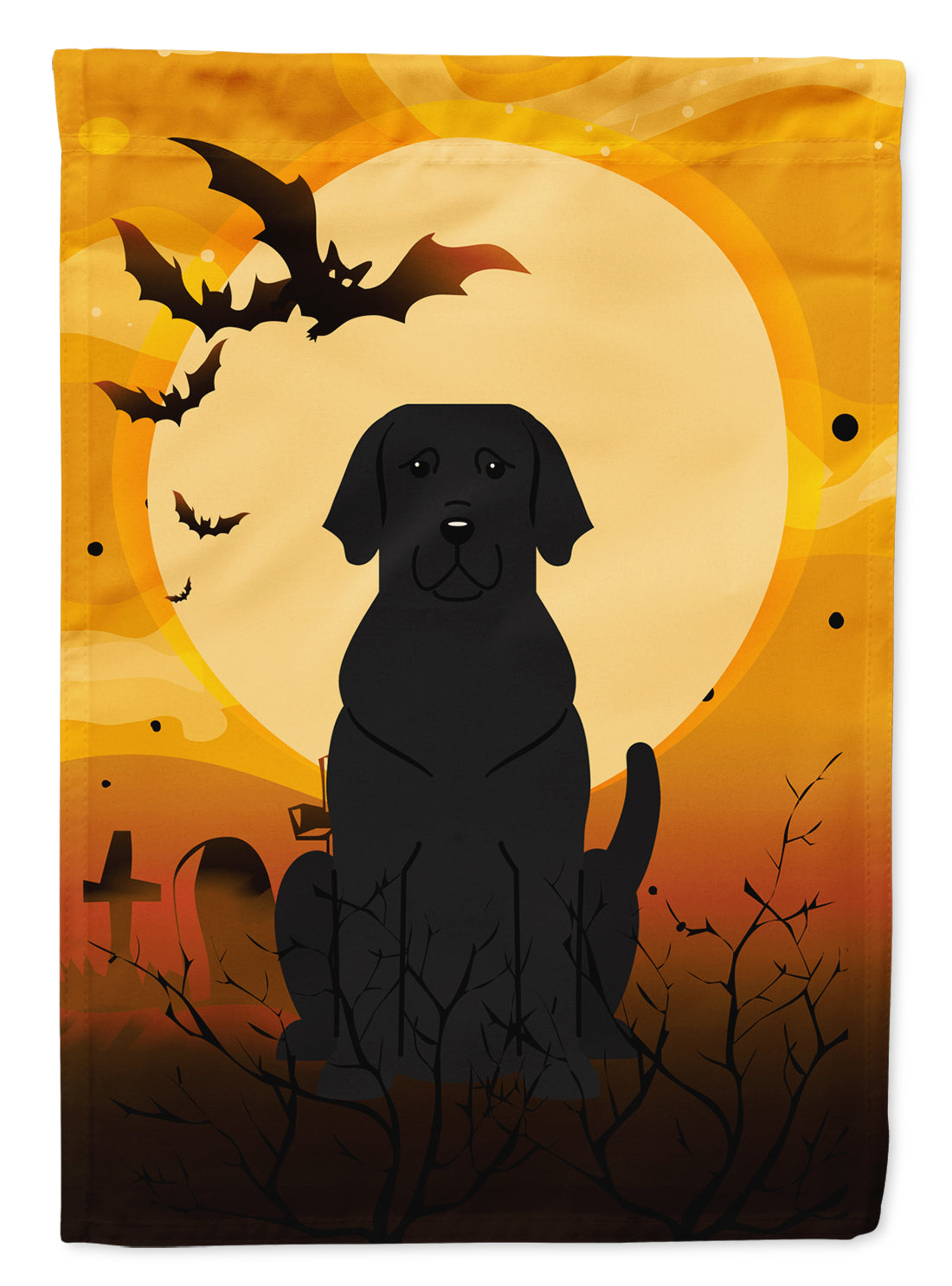 Halloween Black Labrador House Flag 28x40 Porch Sleeve Pole Decorative Outside Yard Banner Artwork Wall Hanging, Polyester