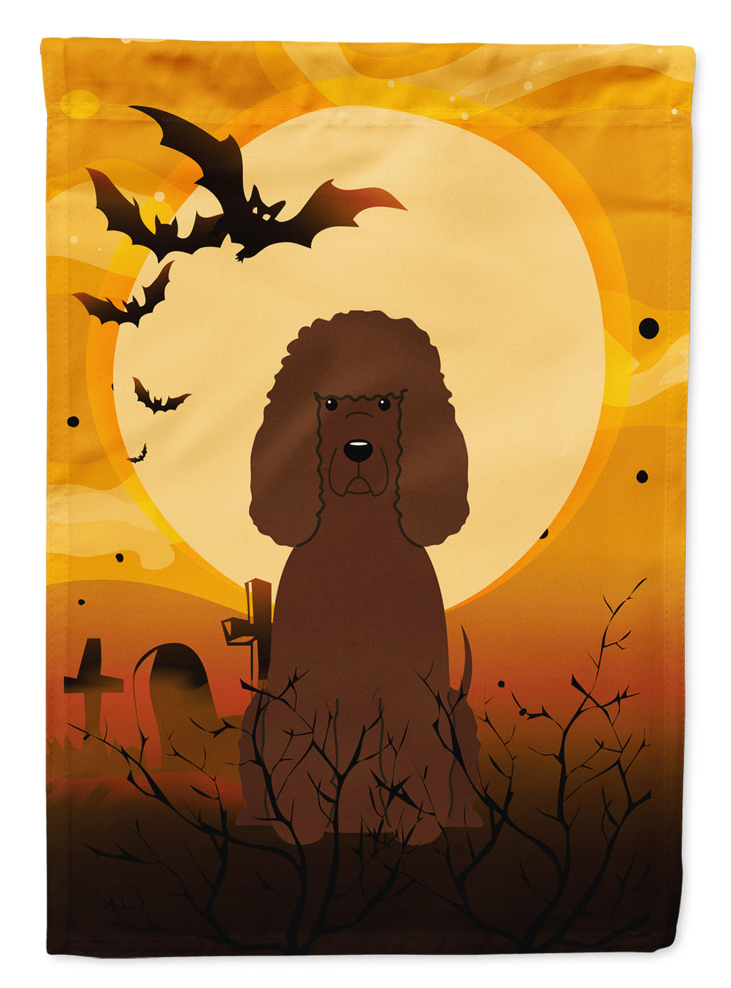 Halloween Irish Water Spaniel House Flag 28x40 Porch Sleeve Pole Decorative Outside Yard Banner Artwork Wall Hanging, Polyester