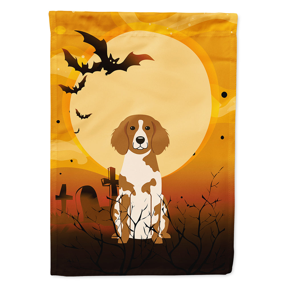 Halloween Brittany Spaniel House Flag 28x40 Porch Sleeve Pole Decorative Outside Yard Banner Artwork Wall Hanging, Polyester
