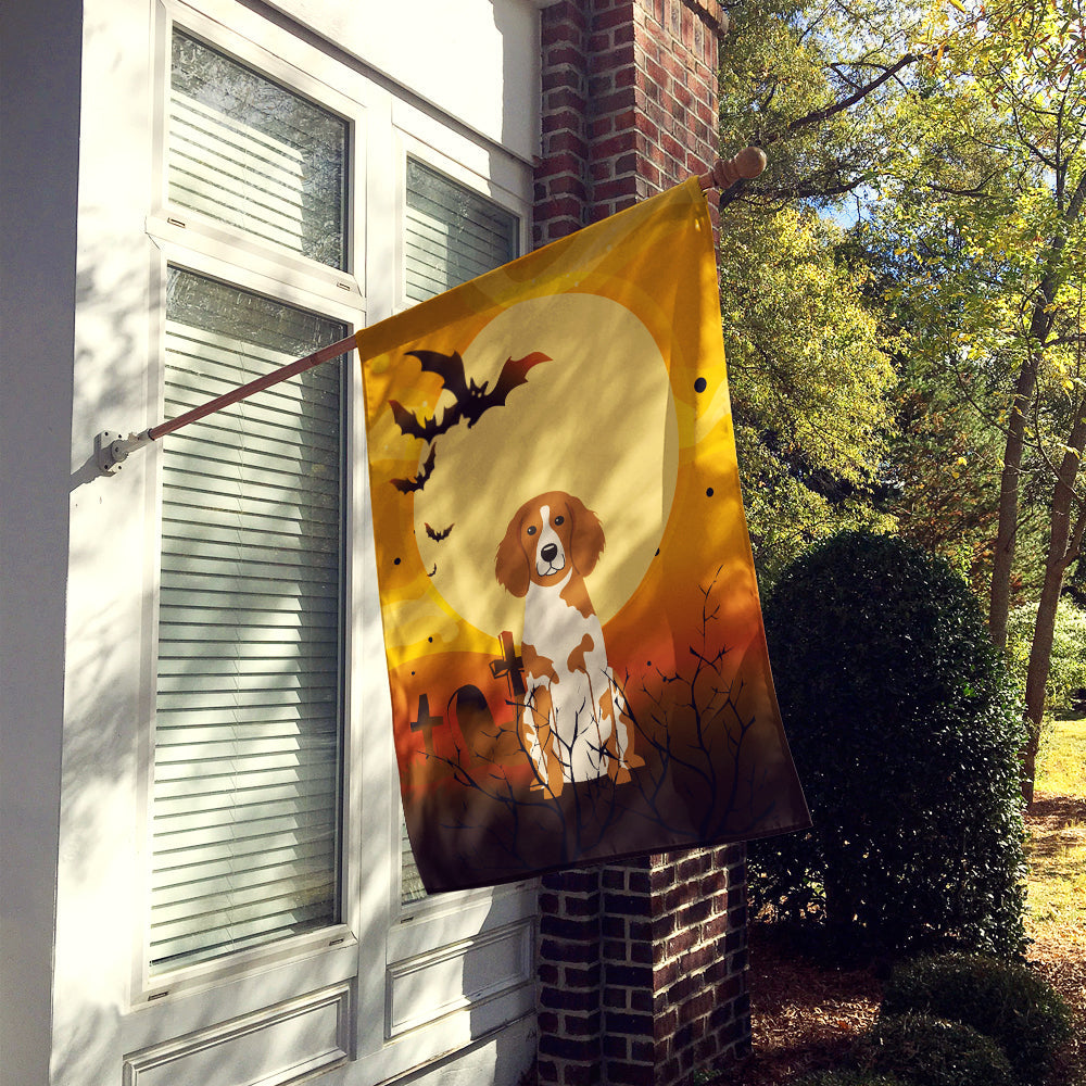 Halloween Brittany Spaniel House Flag 28x40 Porch Sleeve Pole Decorative Outside Yard Banner Artwork Wall Hanging, Polyester