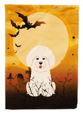 Halloween Bichon Frise House Flag 28x40 Porch Sleeve Pole Decorative Outside Yard Banner Artwork Wall Hanging, Polyester