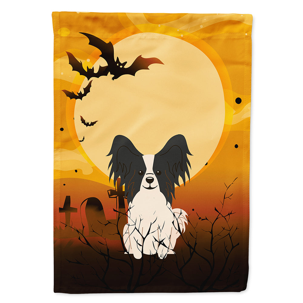 Halloween Papillon Black White House Flag 28x40 Porch Sleeve Pole Decorative Outside Yard Banner Artwork Wall Hanging, Polyester