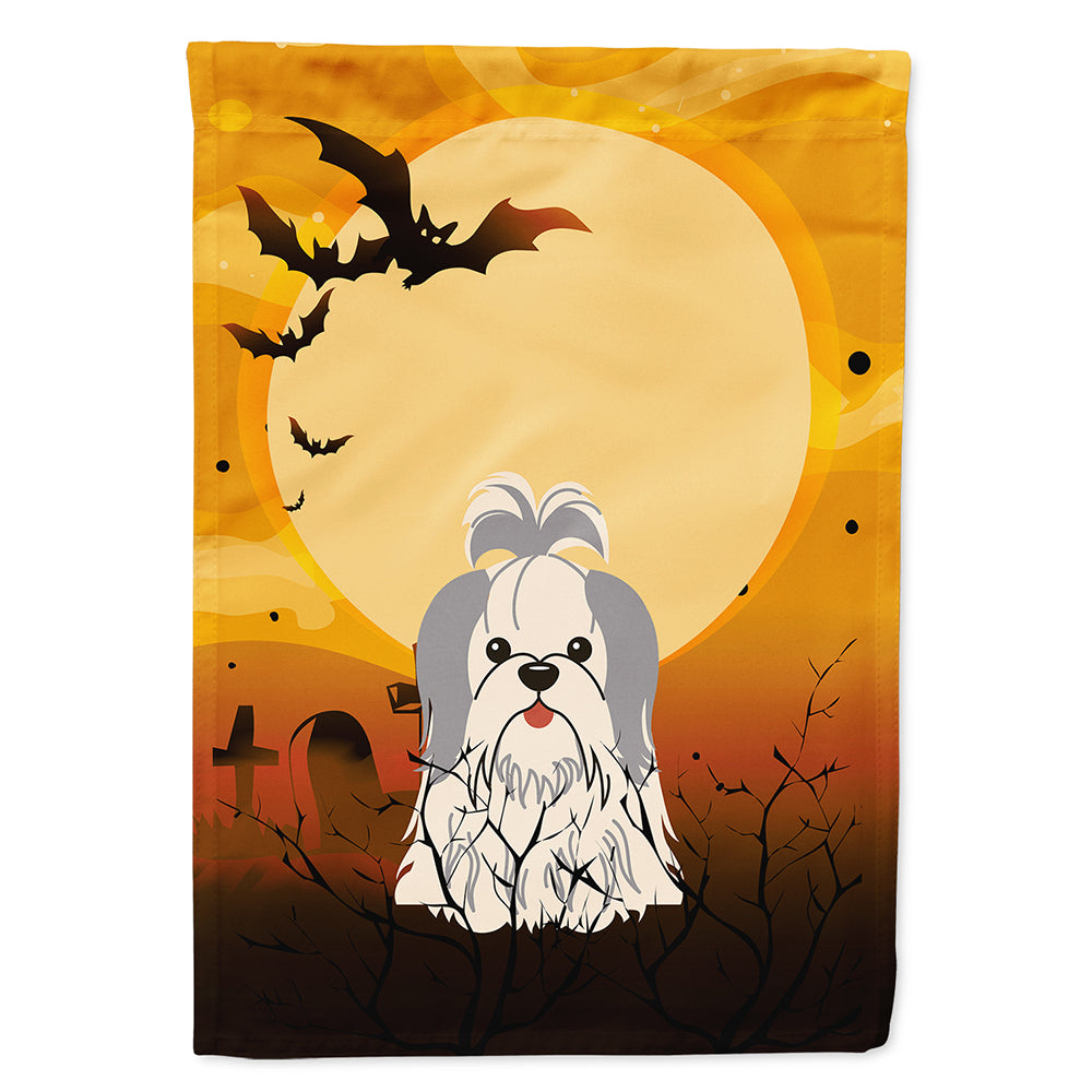 Halloween Shih Tzu Silver White House Flag 28x40 Porch Sleeve Pole Decorative Outside Yard Banner Artwork Wall Hanging, Polyester